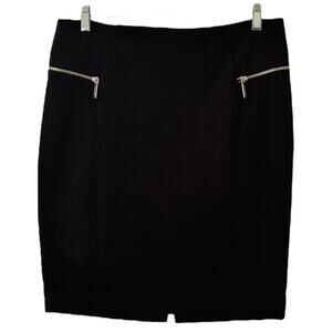 Michael Kors Black Straight Pencil Skirt Zipper Accents Size 12